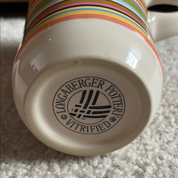 Longaberger Pottery Striped Multicolor Ceramic Mug - Picture 3 of 3